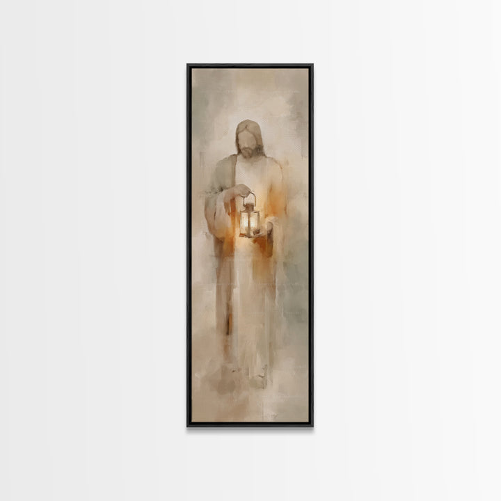 Lantern Of Hope – Framed Canvas Print – Christian Wall Art – Jesus Painting – Christian Art Canvas – Tall Narrow Wall Art – Christmas Art