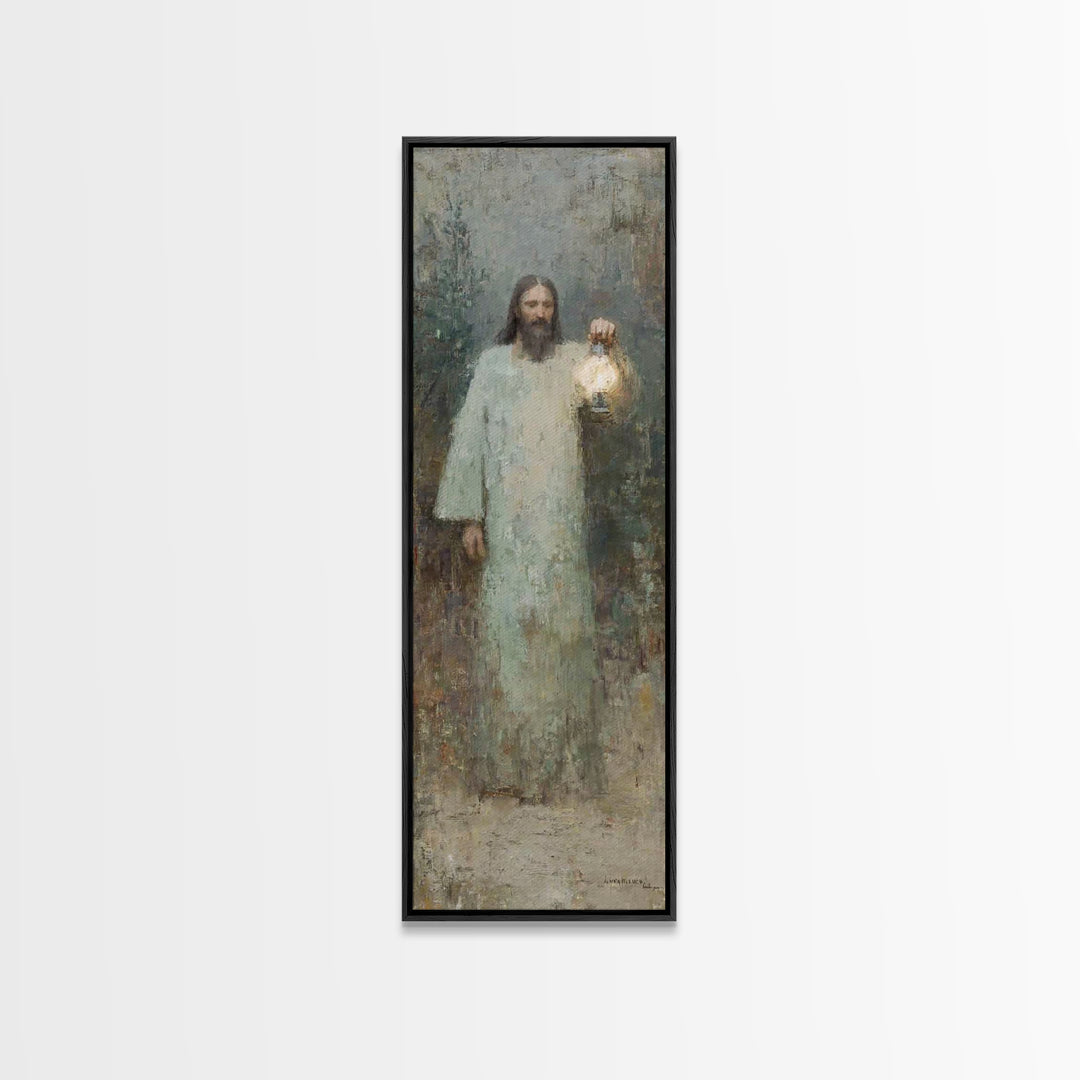 Gentle Shepherd – Framed Canvas Print – Christian Art Print – Jesus Painting – Christian Wall Art – Skinny Art – Christmas Wall Art