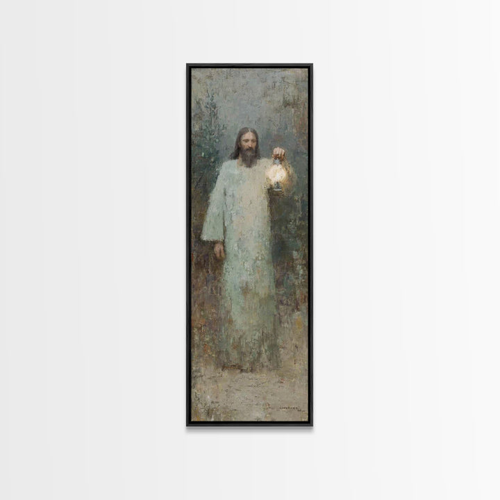Gentle Shepherd – Framed Canvas Print – Christian Art Print – Jesus Painting – Christian Wall Art – Skinny Art – Christmas Wall Art