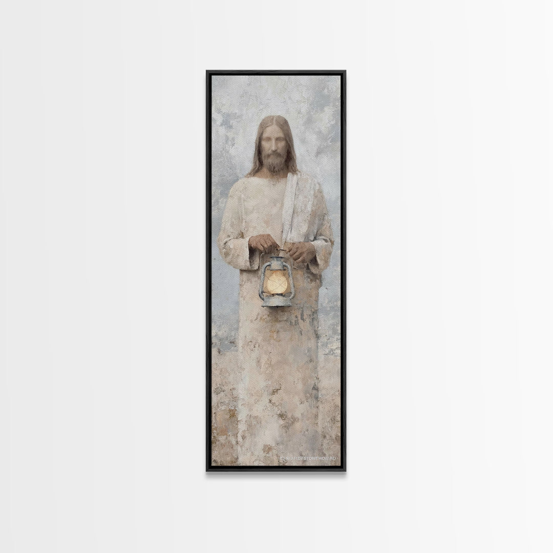 Holy Stillness – Framed Canvas Print – Christian Wall Art – Christian Art Canvas – Jesus Painting – Tall Narrow Wall Art – Christian Christ