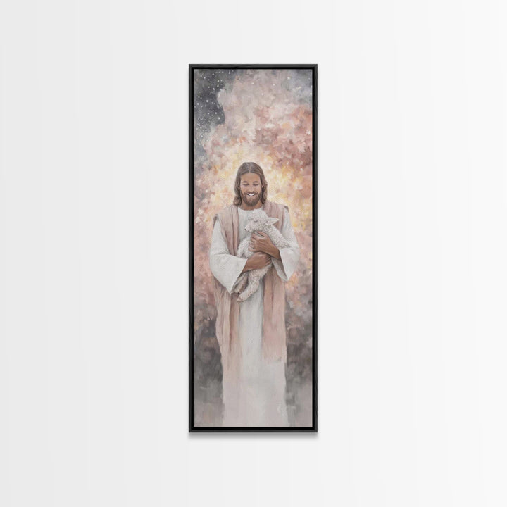 Everlasting Comfort – Framed Canvas Print – Jesus Painting – Christian Wall Art – Christian Art Print – Skinny Art – Christmas Art