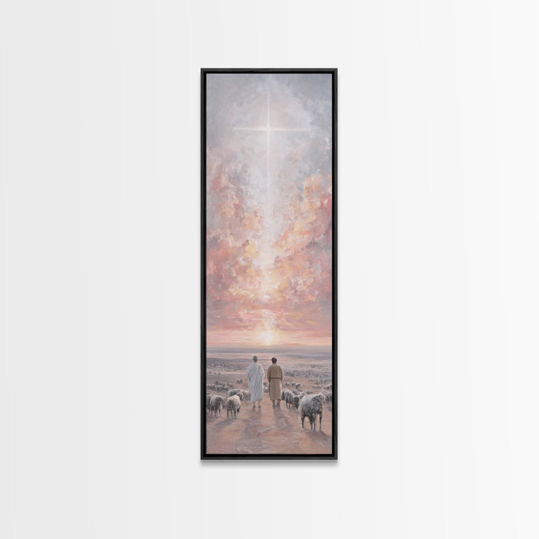 Dawn Of Promise – Framed Canvas Print – Christian Wall Art – Tall Skinny Art Print – Christian Art Canvas – Christmas Art