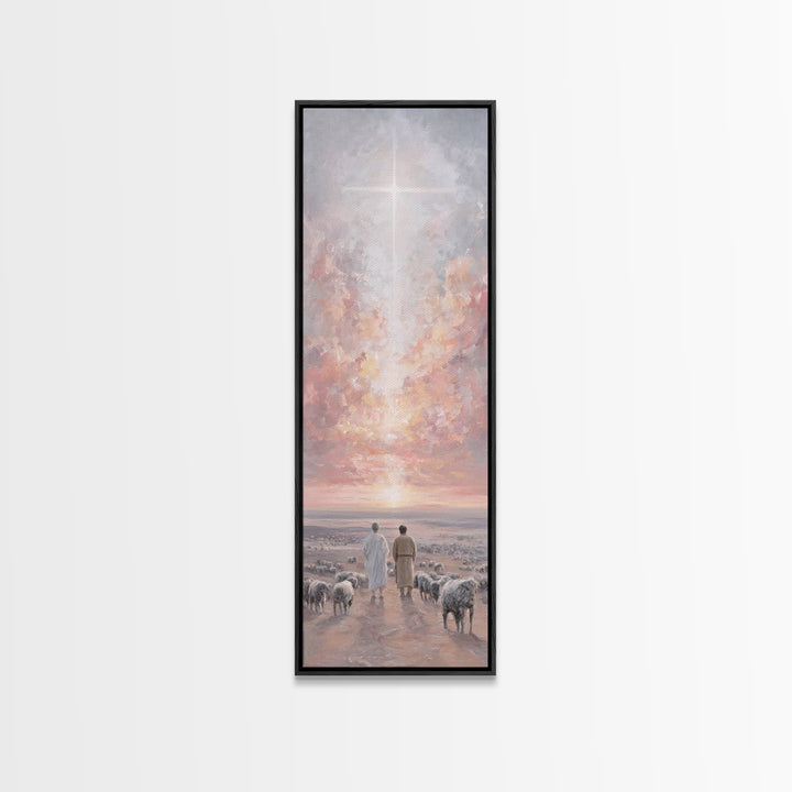 Dawn Of Promise – Framed Canvas Print – Christian Wall Art – Tall Skinny Art Print – Christian Art Canvas – Christmas Art