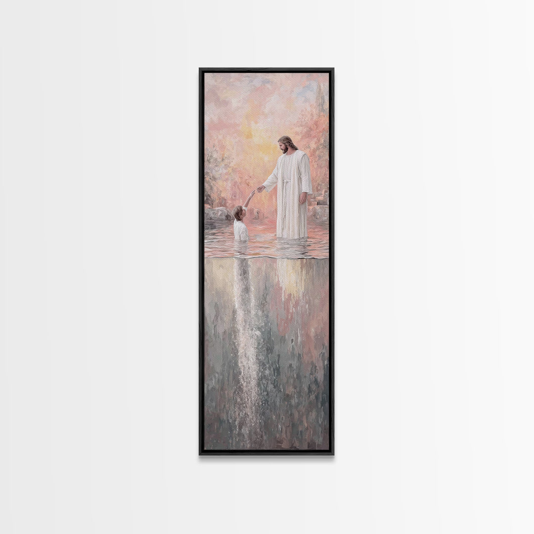 Deep Calling Light – Framed Canvas Print – Christian Art Print – Jesus Painting – Narrow Art – Modern Christian Art