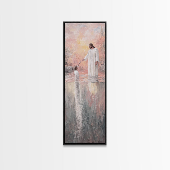 Deep Calling Light – Framed Canvas Print – Christian Art Print – Jesus Painting – Narrow Art – Modern Christian Art