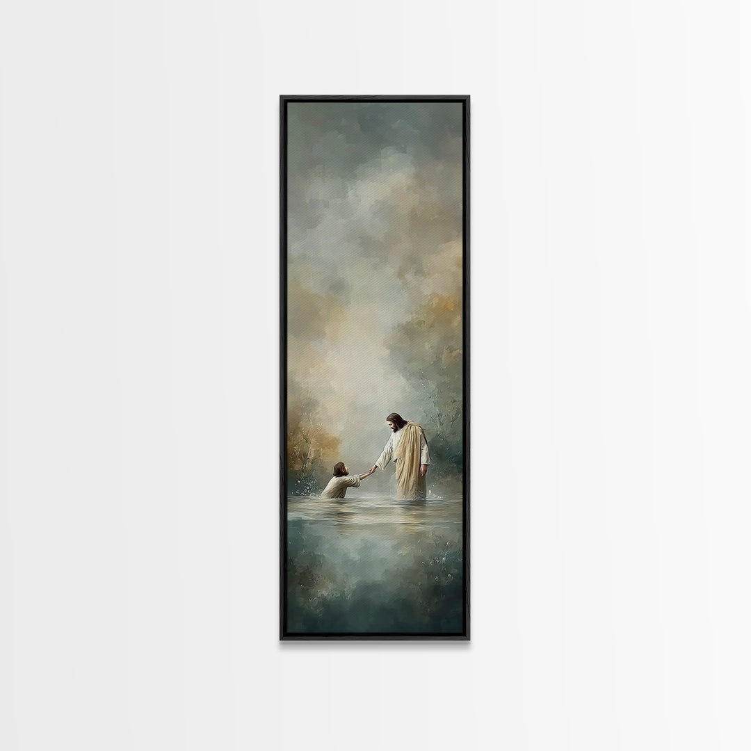 Garden Of Prayer – Framed Canvas Print – Christian Wall Art – Christian Art Canvas – Tall Skinny Art Print – Jesus Painting