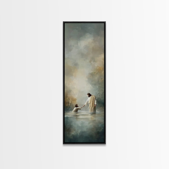 Garden Of Prayer – Framed Canvas Print – Christian Wall Art – Christian Art Canvas – Tall Skinny Art Print – Jesus Painting