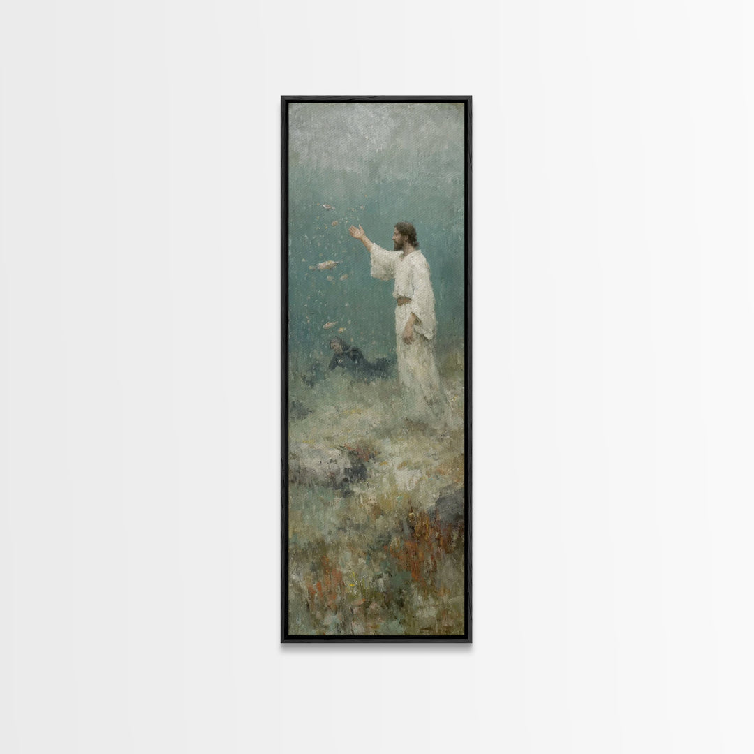 Rising In Grace – Framed Canvas Print – Christian Art Canvas – Christian Wall Art – Skinny Art – Jesus Painting