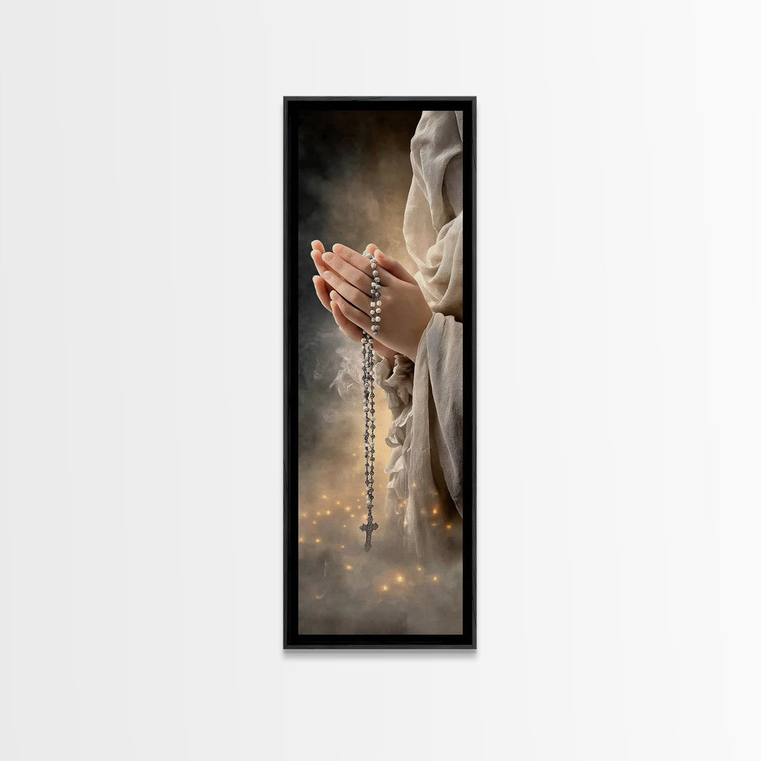 Prayers Of Light - Framed Canvas Print - Christian Wall Art - Christian Art Canvas - Jesus Painting - Christian Christmas Art - Tall Narrow