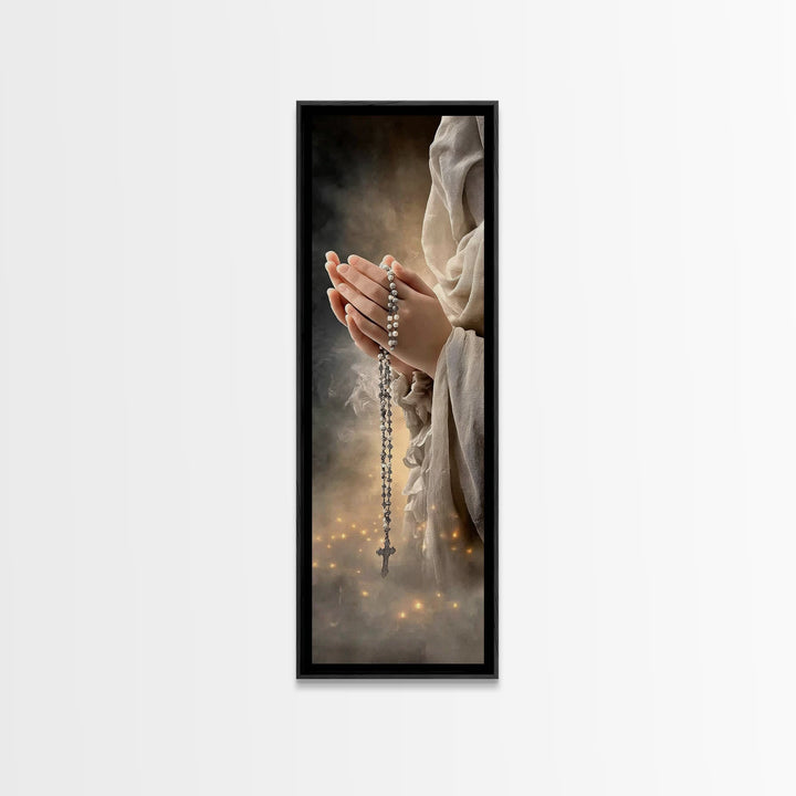 Prayers Of Light - Framed Canvas Print - Christian Wall Art - Christian Art Canvas - Jesus Painting - Christian Christmas Art - Tall Narrow