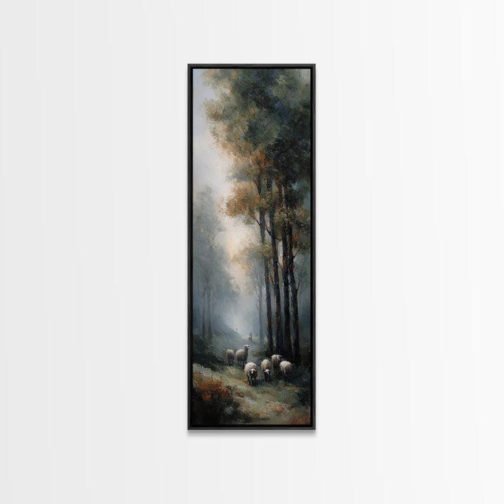 Golden Field Shepherd – Framed Canvas Print – Narrow Art – Christian Art – Jesus Painting – Christian Christmas Art