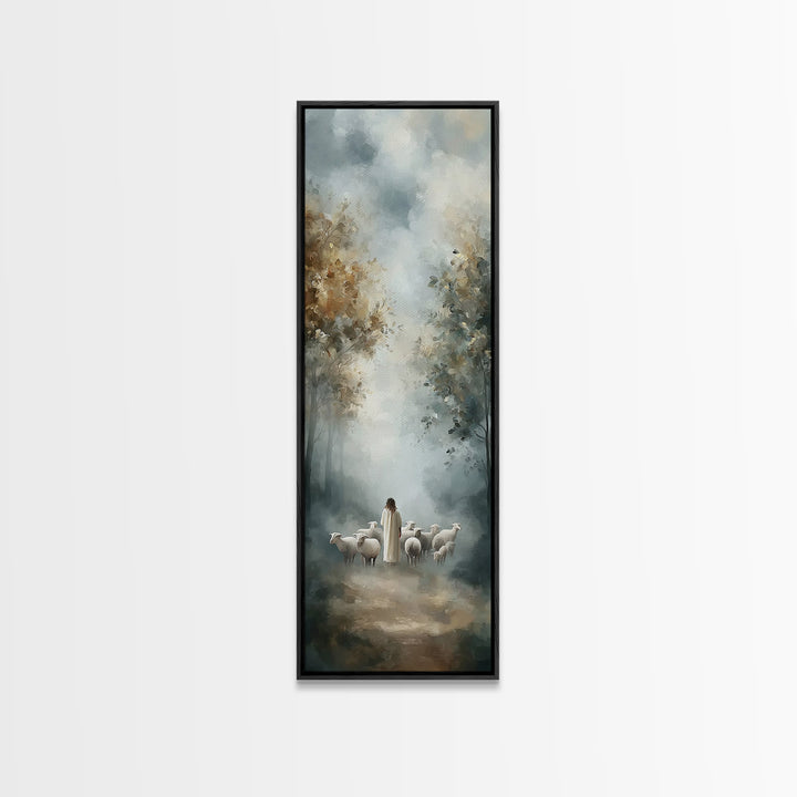 Heavenly Forest Path – Framed Canvas Print – Skinny Art – Christian Art – Jesus Painting – Christian Christmas Artwork