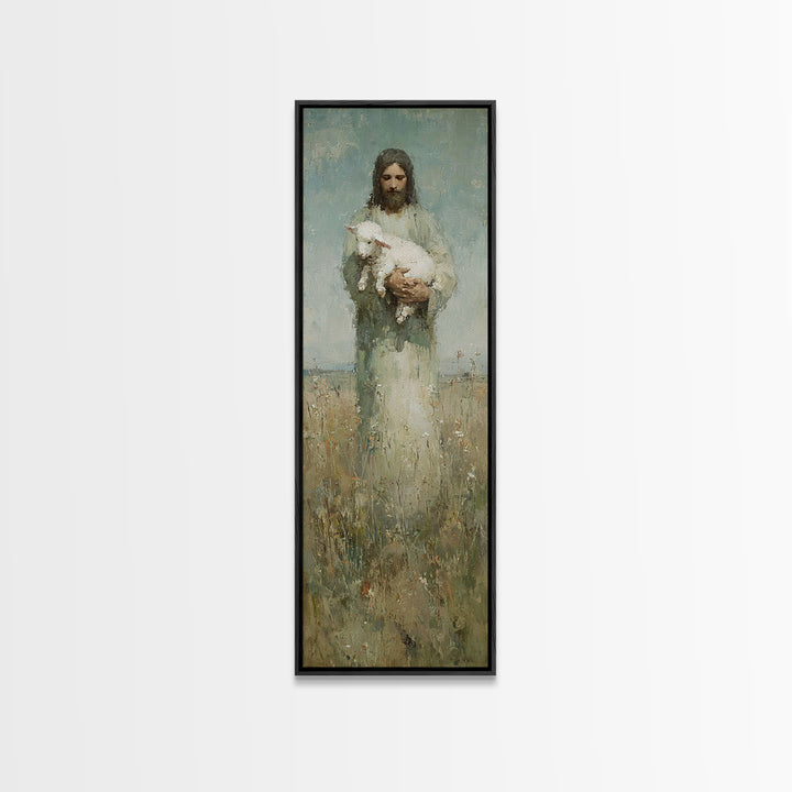 Lamb Of Peace – Framed Canvas Print – Christian Art Canvas – Christian Wall Art – Skinny Art – Jesus Painting – Christian Christmas Art