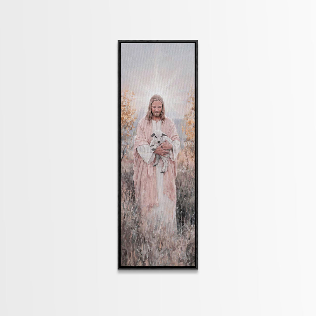 Redeeming Light – Framed Canvas Print – Christian Wall Art – Christian Painting – Tall Skinny Art Print – Jesus Painting – Christian Christ