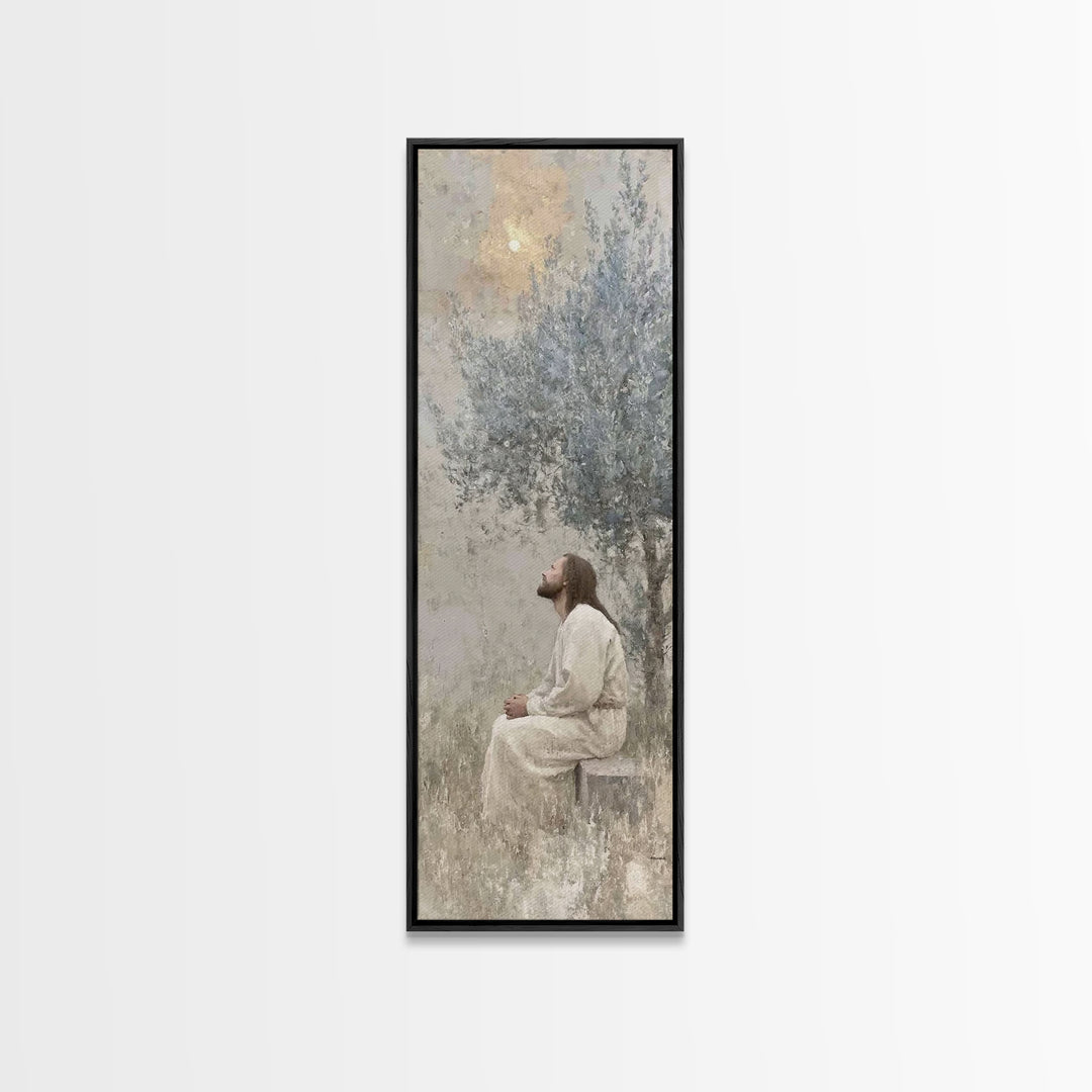 Heavenward Prayer – Framed Canvas Print – Christian Wall Art – Christian Art Canvas – Jesus Painting – Tall Narrow Wall Art – Christian Art
