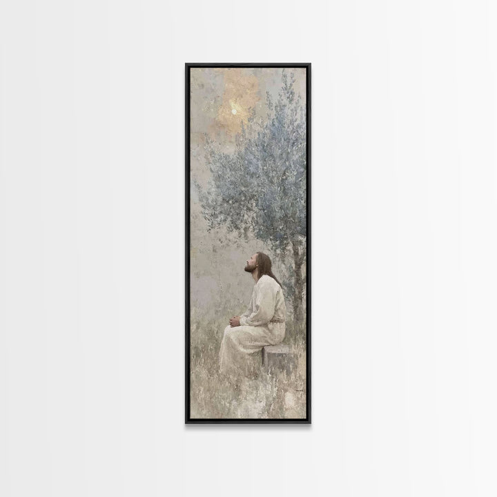 Heavenward Prayer – Framed Canvas Print – Christian Wall Art – Christian Art Canvas – Jesus Painting – Tall Narrow Wall Art – Christian Art