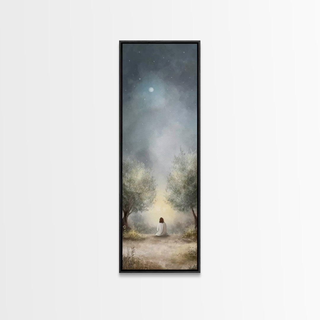 Night Of Mercy – Framed Canvas Print – Christian Art Canvas – Jesus Painting – Tall Narrow Wall Art – Christian Wall Art – Christian Art
