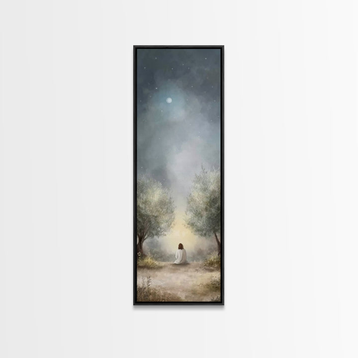 Night Of Mercy – Framed Canvas Print – Christian Art Canvas – Jesus Painting – Tall Narrow Wall Art – Christian Wall Art – Christian Art