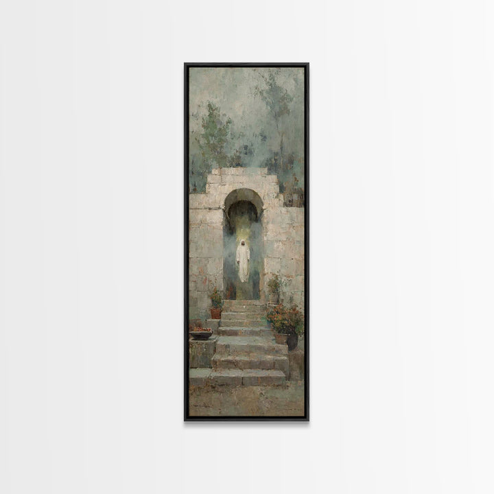 Risen Dawn Glory - Framed Canvas Print - Tall Narrow Wall Art - Christian Wall Art - Jesus Painting - Christian Art Canvas - Christian Deco