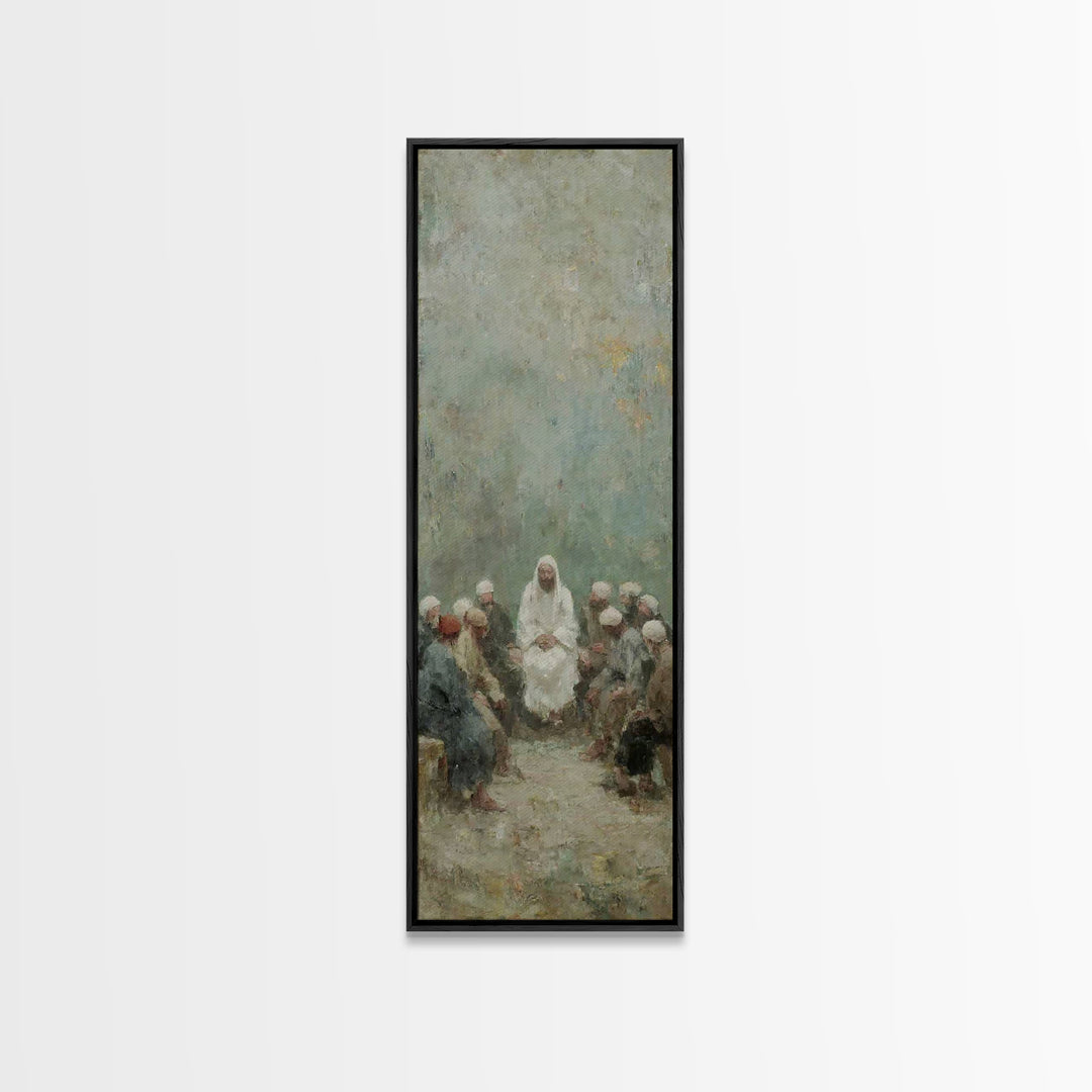 Quiet Teaching Circle - Framed Canvas Print - Skinny Art - Christian Wall Art - Jesus Painting - Christian Art - Christian Art Canvas