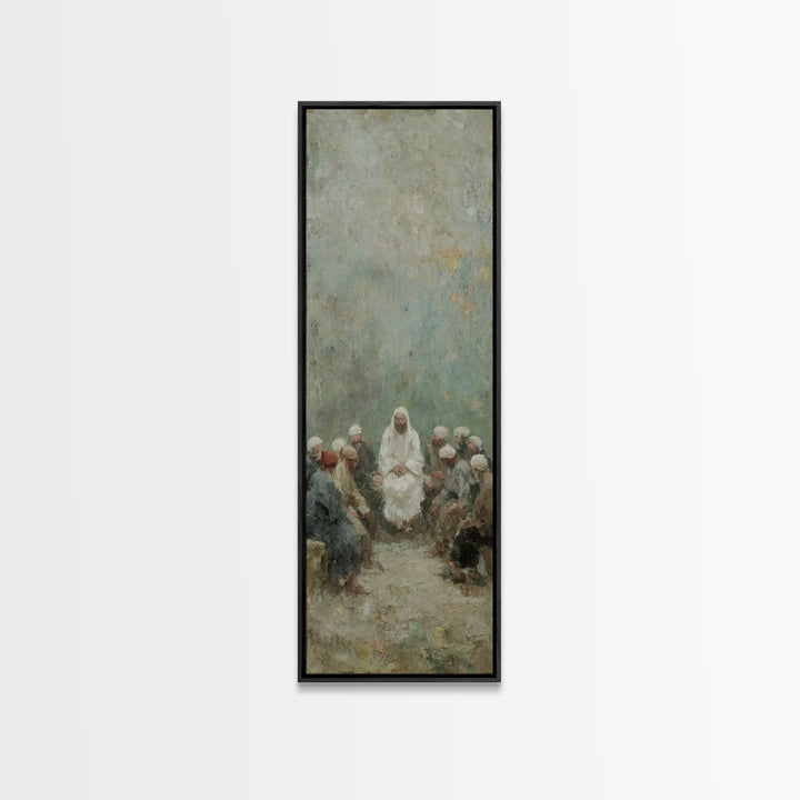 Quiet Teaching Circle - Framed Canvas Print - Skinny Art - Christian Wall Art - Jesus Painting - Christian Art - Christian Art Canvas