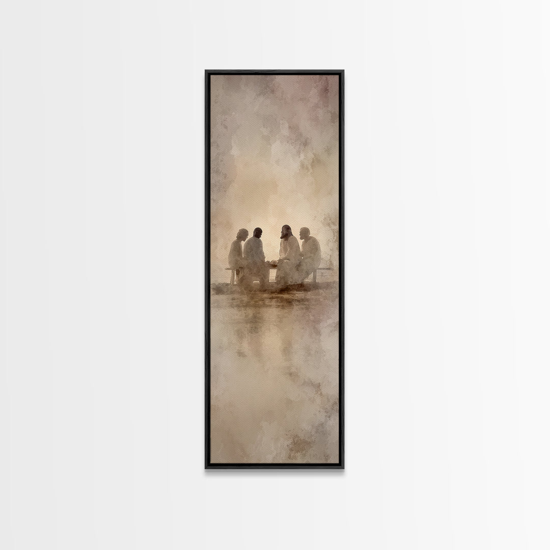 Radiant Table Fellowship – Framed Canvas Print – Tall Narrow Wall Art – Christian Art Canvas – Christian Wall Art – Jesus Painting – Christ