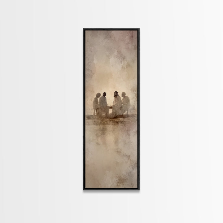 Radiant Table Fellowship – Framed Canvas Print – Tall Narrow Wall Art – Christian Art Canvas – Christian Wall Art – Jesus Painting – Christ