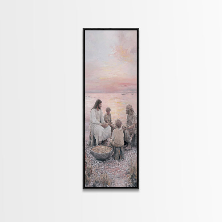 Sunrise Sharing Peace – Framed Canvas Print – Tall Skinny Art Print – Christian Art Canvas – Christian Wall Art – Jesus Painting – Christma