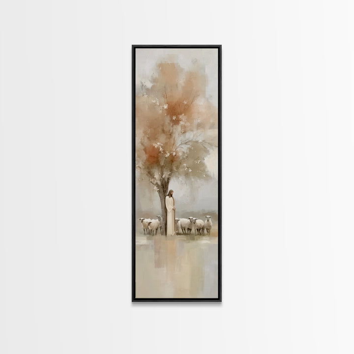 Gentle Orchard Watch – Framed Canvas Print – Skinny Art – Christian Art Canvas – Christian Wall Art – Jesus Painting – Christian Christmas