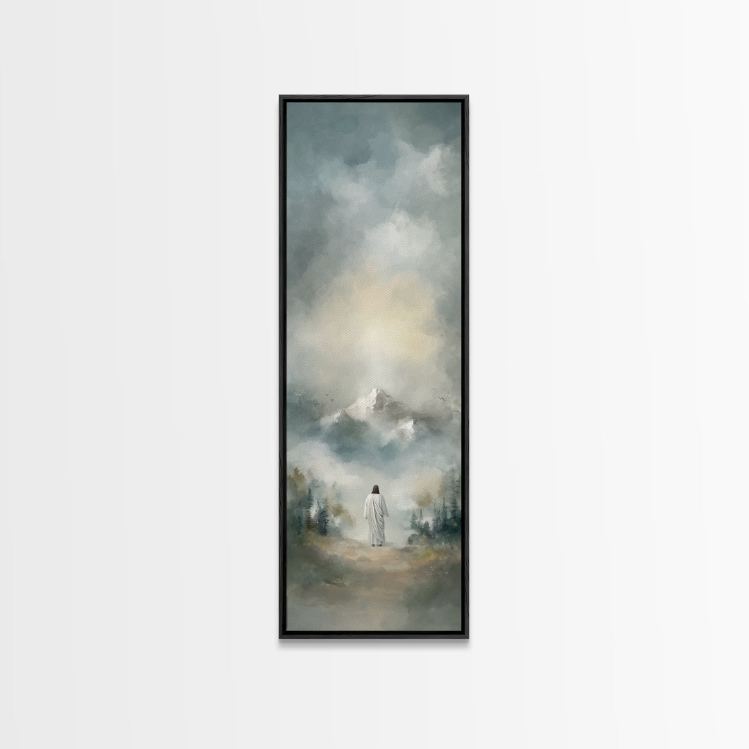 Ascension Serenity – Framed Canvas Print – Tall Skinny Art Print – Christian Wall Art – Christian Art Canvas – Jesus Painting – Christmas A
