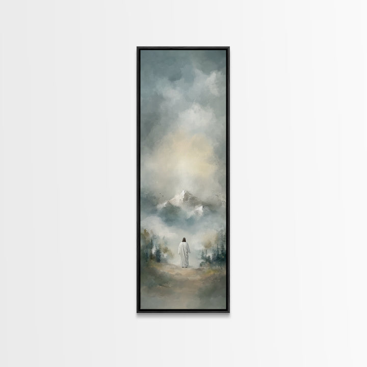 Ascension Serenity – Framed Canvas Print – Tall Skinny Art Print – Christian Wall Art – Christian Art Canvas – Jesus Painting – Christmas A