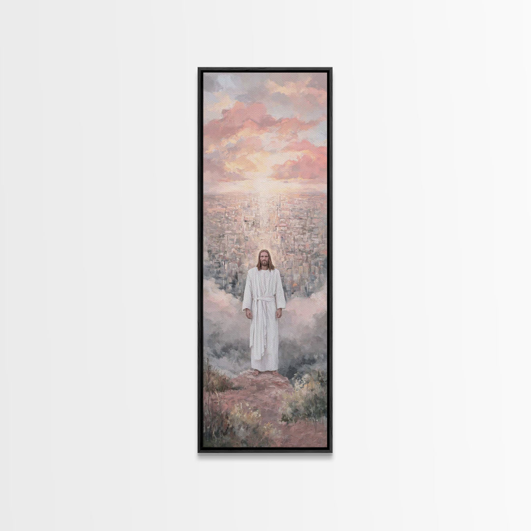 City Of Light – Framed Canvas Print – Tall Narrow Wall Art – Christian Art Canvas – Jesus Painting – Christian Wall Art – Christian Christm