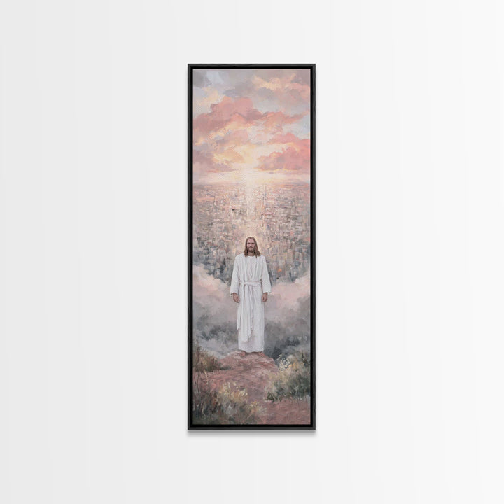City Of Light – Framed Canvas Print – Tall Narrow Wall Art – Christian Art Canvas – Jesus Painting – Christian Wall Art – Christian Christm