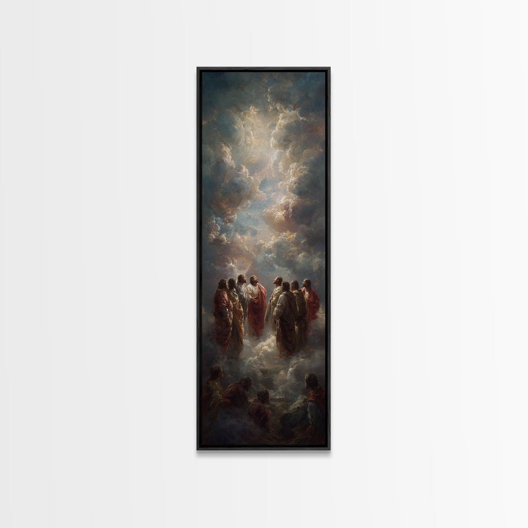 Heavenly Gathering, Framed Canvas Print, Narrow Art, Christian Art Canvas, Christian Wall Art, Jesus Painting, Christian Christmas Art