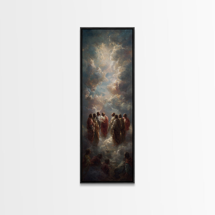Heavenly Gathering, Framed Canvas Print, Narrow Art, Christian Art Canvas, Christian Wall Art, Jesus Painting, Christian Christmas Art