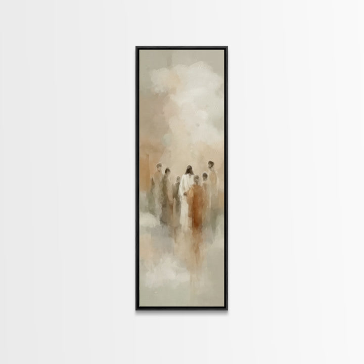 Sacred Meeting | Framed Canvas Print | Tall Skinny Art Print | Christian Art Canvas | Christian Wall Art | Jesus Painting | Christmas Art