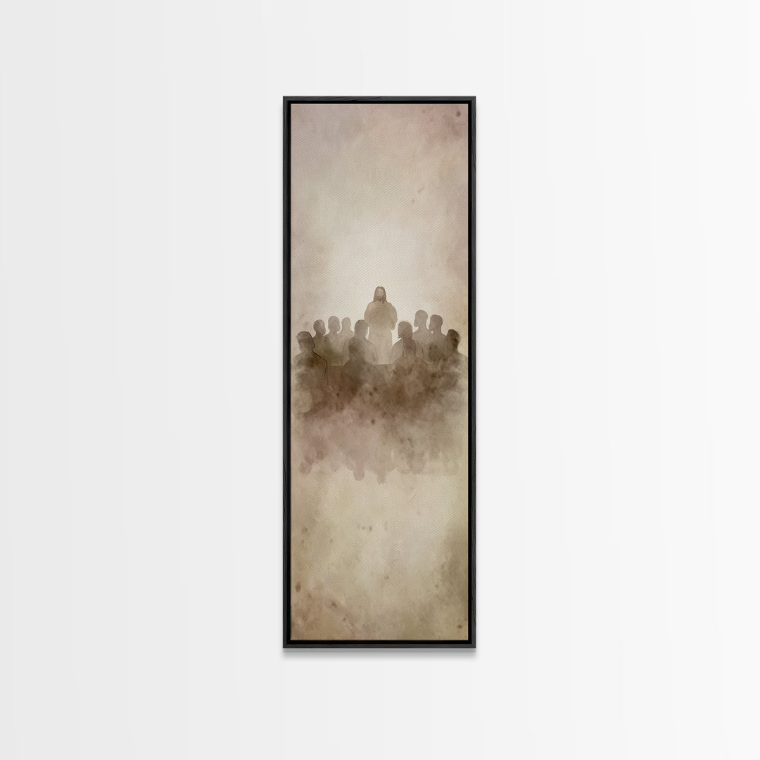 Divine Assembly, Framed Canvas Print, Tall Narrow Wall Art, Christian Wall Art, Christian Art Canvas, Jesus Painting, Christmas Art