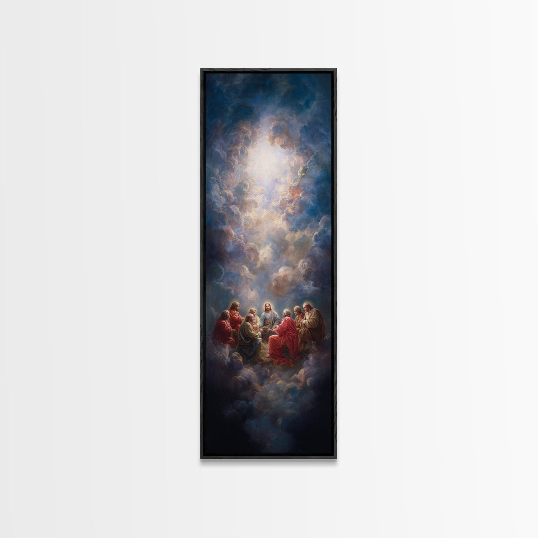Radiant Visitation, Framed Canvas Print, Tall Skinny Art Print, Christian Wall Art, Jesus Painting, Christian Art Canvas, Christmas Art