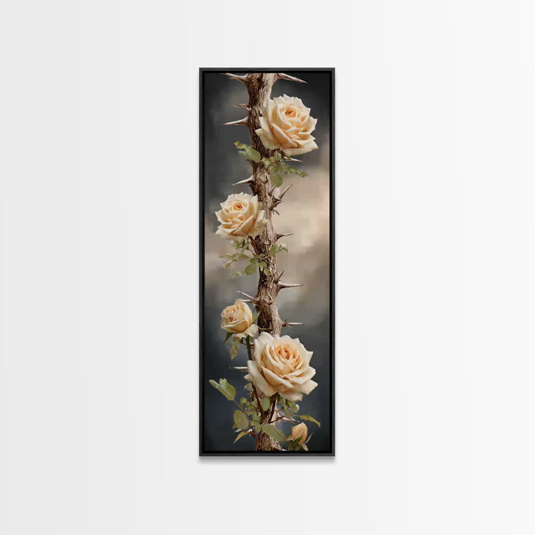 Roses Of Redemption - Framed Canvas Print - Christian Art Canvas - Christian Wall Art - Christian Christmas Art - Christian Gift - Tall Nar
