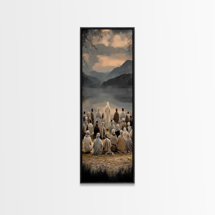 Valley Of Peace, Framed Canvas Print, Narrow Art, Christian Art Canvas, Jesus Painting, Christian Wall Art, Christmas Art