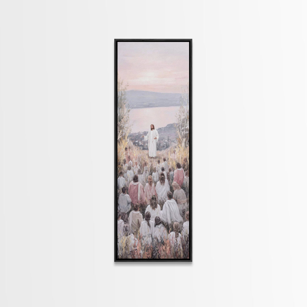 Field Of Light, Framed Canvas Print, Tall Narrow Wall Art, Christian Art Canvas, Christian Wall Art, Jesus Painting, Christmas Art