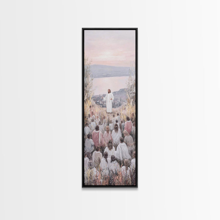 Field Of Light, Framed Canvas Print, Tall Narrow Wall Art, Christian Art Canvas, Christian Wall Art, Jesus Painting, Christmas Art