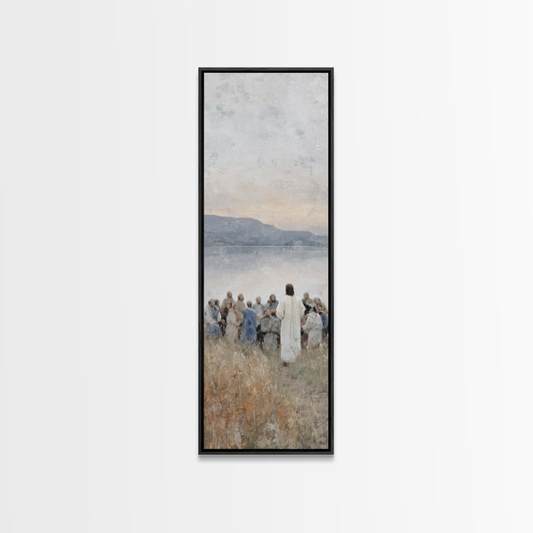 Mountain Calm – Framed Canvas Print – Skinny Art – Christian Wall Art – Christmas Art – Jesus Painting – Christian Art Print