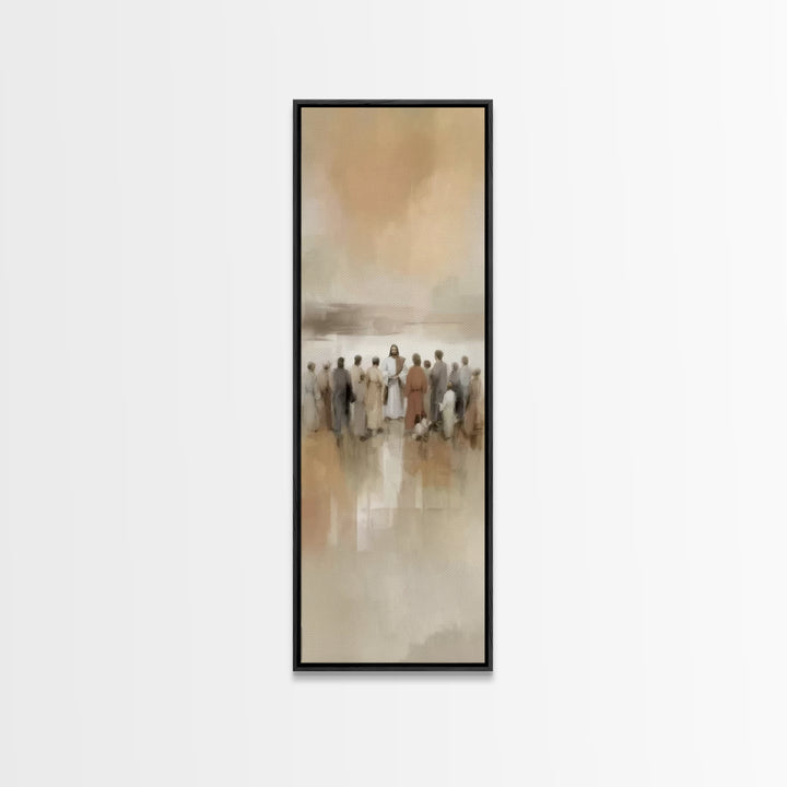 Sacred Gathering | Framed Canvas Print | Tall Narrow Wall Art | Christian Art Canvas | Christmas Art | Christian Painting | Jesus Painting
