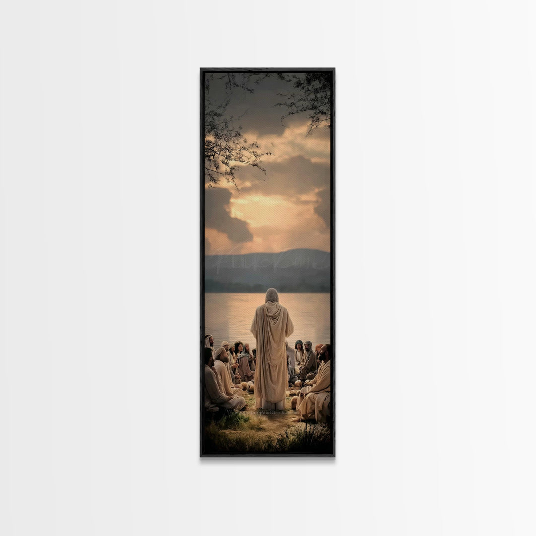 Autumn Serenity, Framed Canvas Print, Skinny Art, Jesus Painting, Christian Art Canvas, Christian Wall Art, Christmas Art