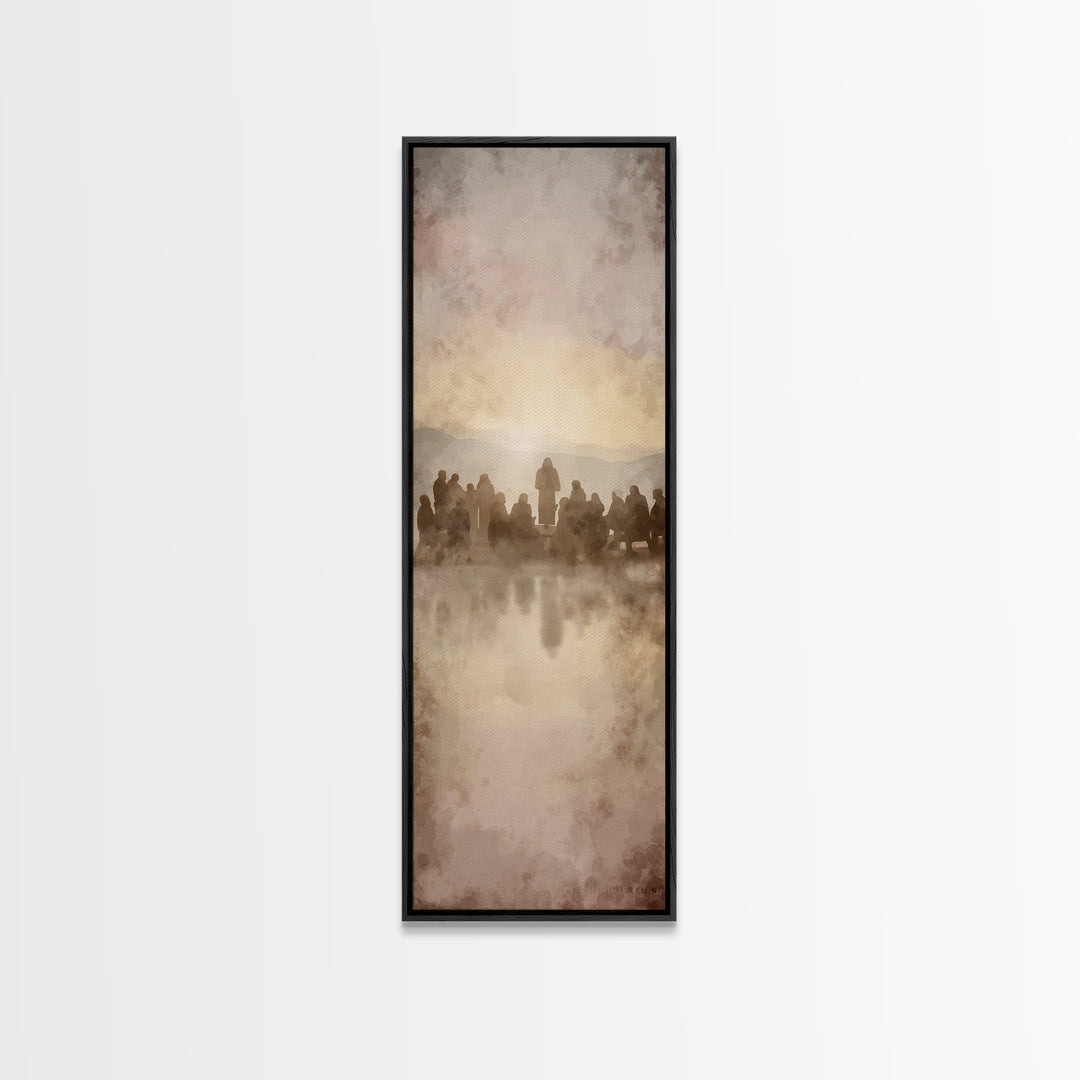 Sermon At Dawn – Framed Canvas Print – Christian Art Canvas – Christian Christmas Art – Jesus Painting – Tall Skinny Art Print – Christian