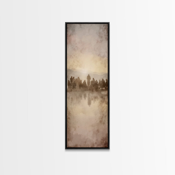 Sermon At Dawn – Framed Canvas Print – Christian Art Canvas – Christian Christmas Art – Jesus Painting – Tall Skinny Art Print – Christian