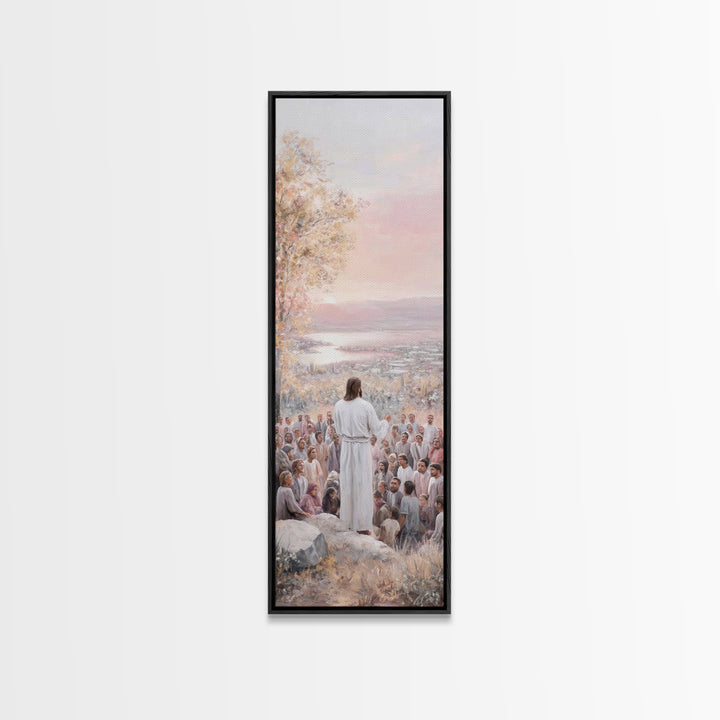 Hillside Of Mercy – Framed Canvas Print – Christian Art Canvas – Christian Wall Art – Narrow Art – Jesus Painting – Christian Christmas Art