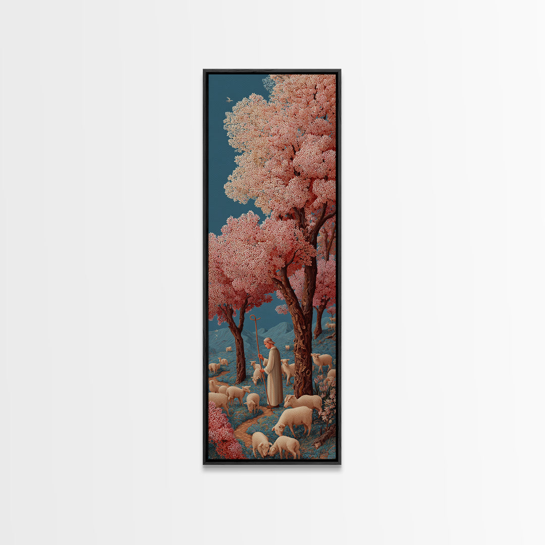 Pastures Of Peace – Framed Canvas Print – Christian Art Canvas – Jesus Painting – Christian Wall Art – Christian Christmas Art – Tall Skinn