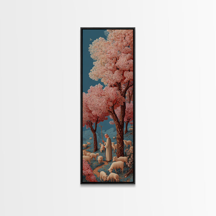Pastures Of Peace – Framed Canvas Print – Christian Art Canvas – Jesus Painting – Christian Wall Art – Christian Christmas Art – Tall Skinn